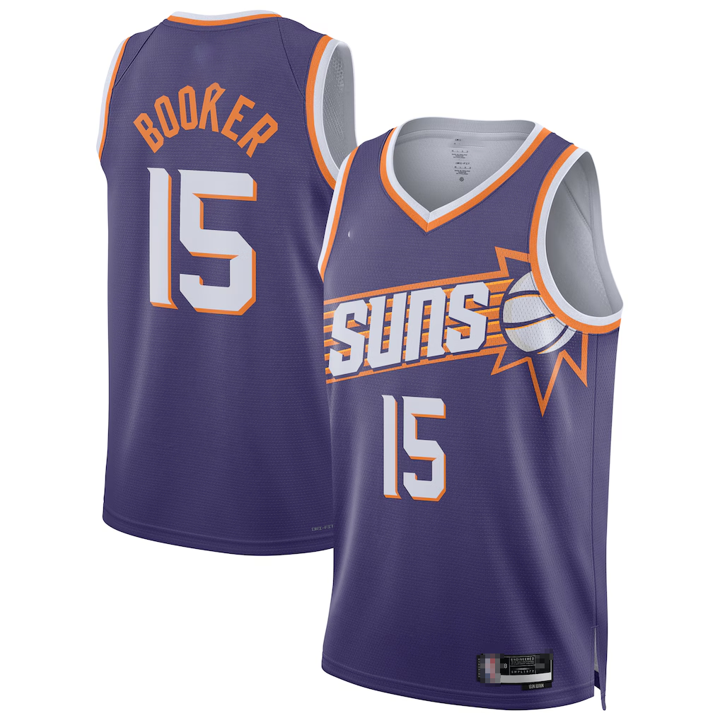 Mdoa P.Suns #15 Devin Booker Purple Swingman Player Jerseys - Icon Edition
