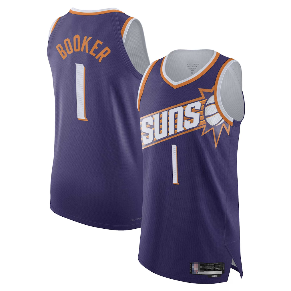 Mdoa P.Suns #1 Devin Booker Purple Authentic Jerseys - Icon Edition
