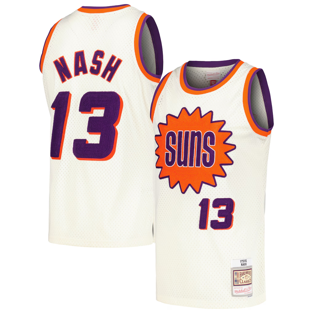 Mdoa P.Sunss #13 Steve Nash Mitchell & Ness Cream Chainstitch Swingman Jerseys