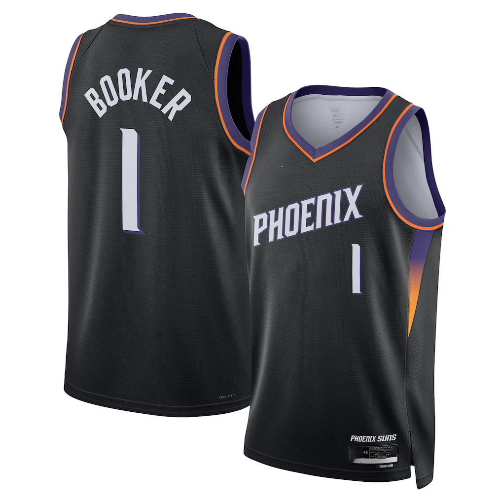 Mdoa P.Sunss #1 Devin Booker Black Swingman Jerseys - Statement Edition