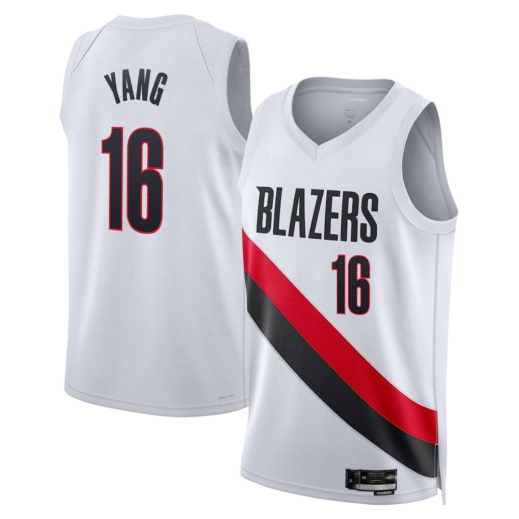 Mdoa PT.Blazers #16 Yang Hansen White Swingman Jerseys - Association Edition