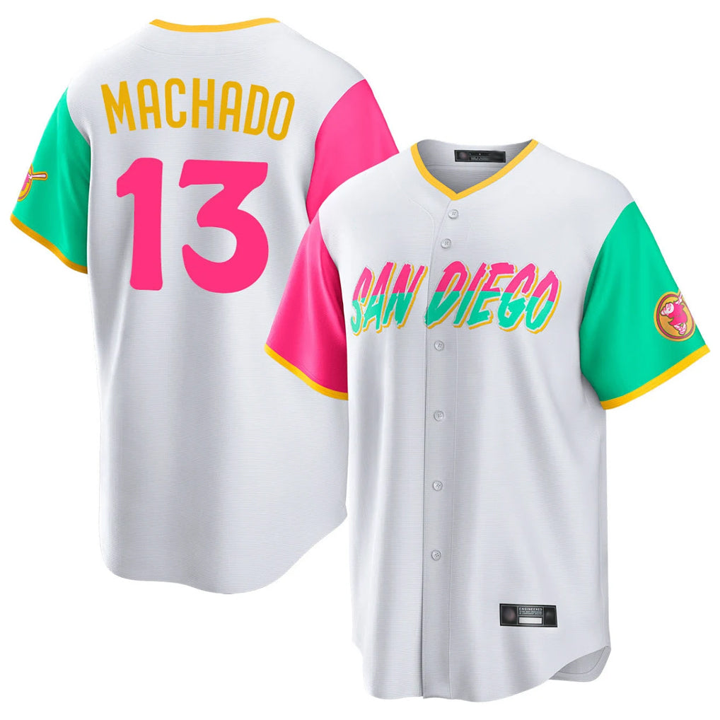 Mdoa S.Diego Padres #13 Manny Machado Player White City Connect Home Game Stitched Jerseys