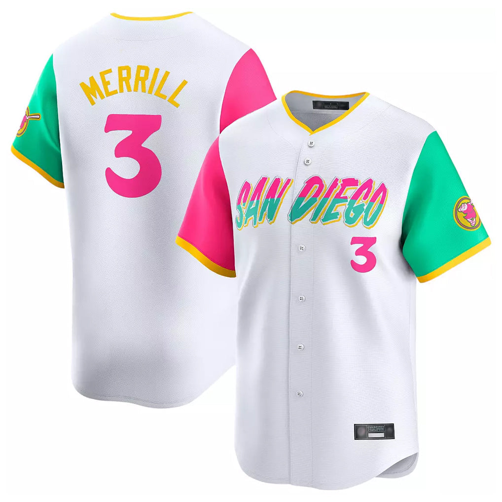 Mdoa S.Diego Padres #3 Jackson Merrill Player White City Connect Home Limited Stitched Jerseys