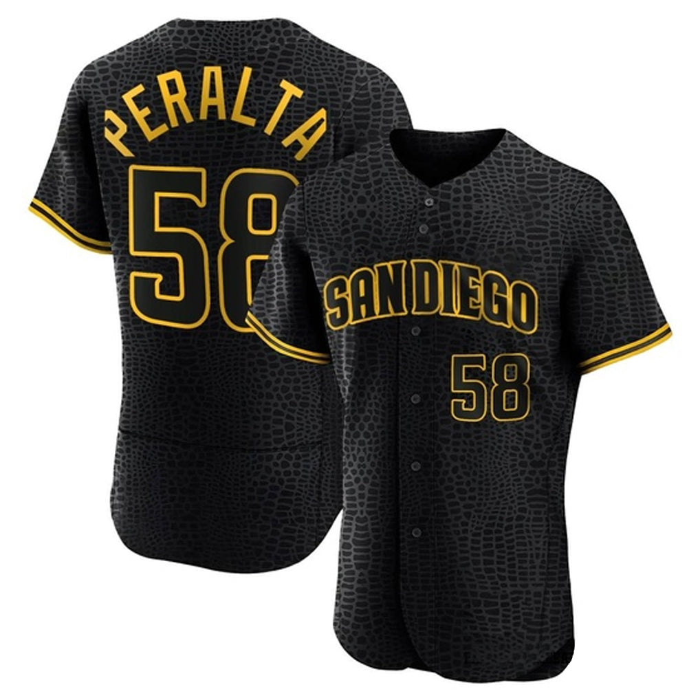 Mdoa S.Diego Padres #58 Wandy Peralta Player Black Snake Skin City Home Limited Elite Stitched Jerseys