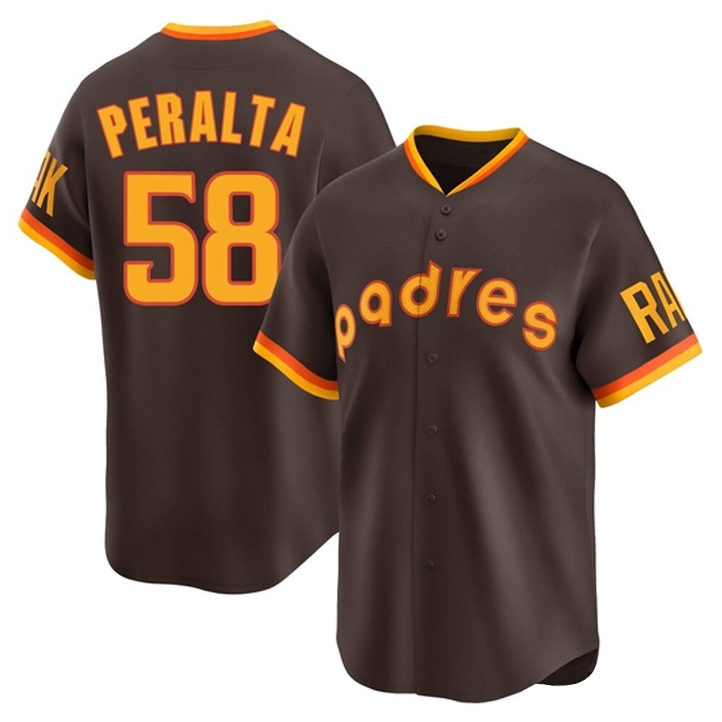 Mdoa S.Diego Padres #58 Wandy Peralta Player Brown Home Cooperstown Collection Replica Game Stitched Jerseys