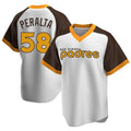 Mdoa S.Diego Padres #58 Wandy Peralta Player White Home Cooperstown Collection Replica Game Stitched Jerseys