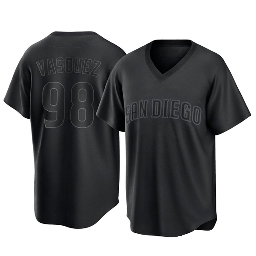 Mdoa S.Diego Padres #98 Randy Vasquez Player Black Pitch Fashion Game T-shirt Stitched Jerseys
