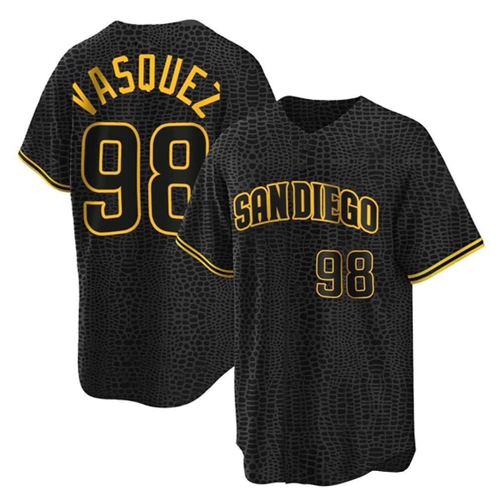 Mdoa S.Diego Padres #98 Randy Vasquez Player Black Snake Skin City Home Game Stitched Jerseys