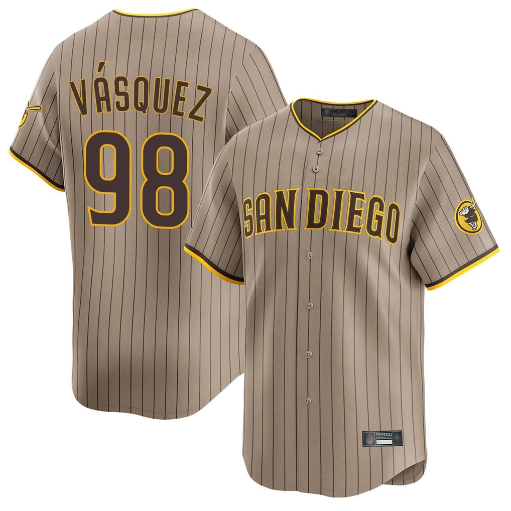 Mdoa S.Diego Padres #98 Randy Vasquez Player Khaki Home Limited Stitched Jerseys