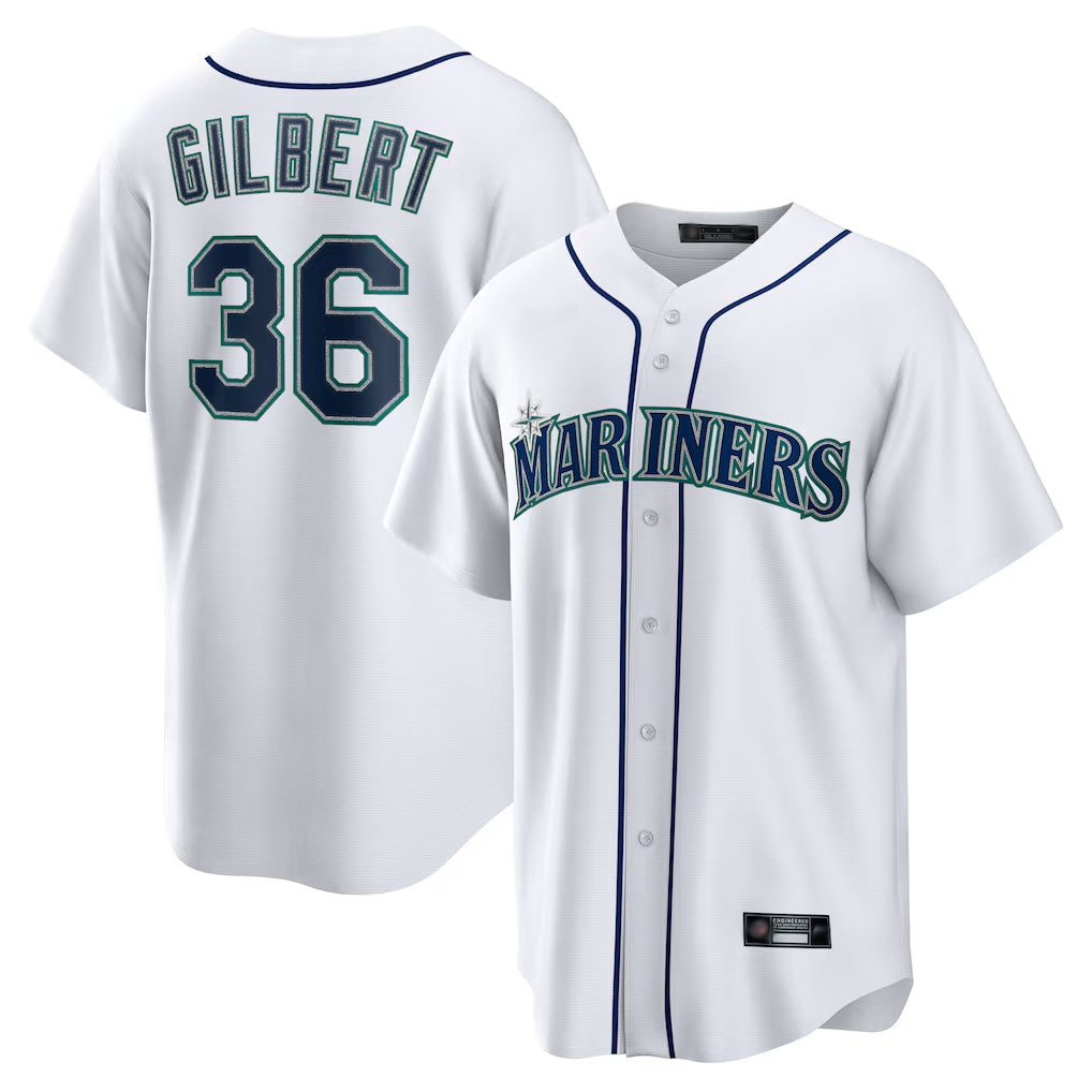 Mdoa S.Mariners #36 Logan Gilbert Player White Home Game Stitched Jerseys
