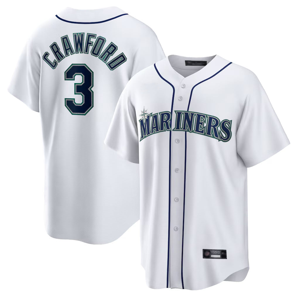 Mdoa S.Mariners #3 J.P. Crawford Player White Home Game Stitched Jerseys