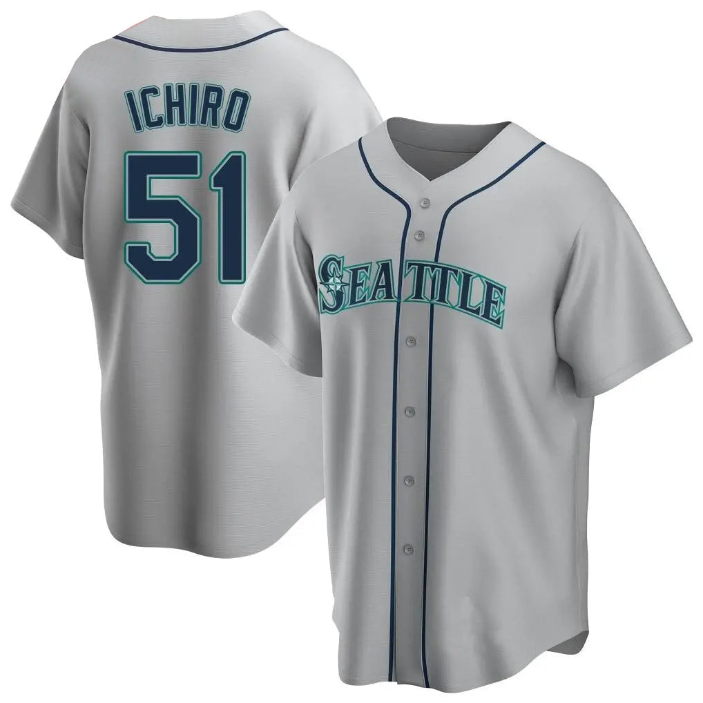 Mdoa S.Mariners #51 Ichiro Suzuki Player Gray Home Game Stitched Jerseys