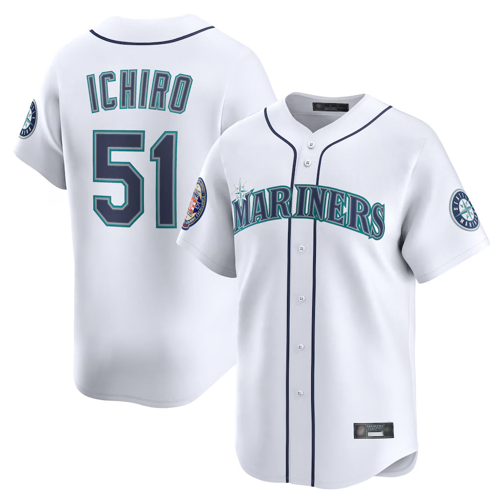 Mdoa S.Mariners #51 Ichiro Suzuki Player White 2025 National Hall of Fame Home Limited Stitched Jerseys