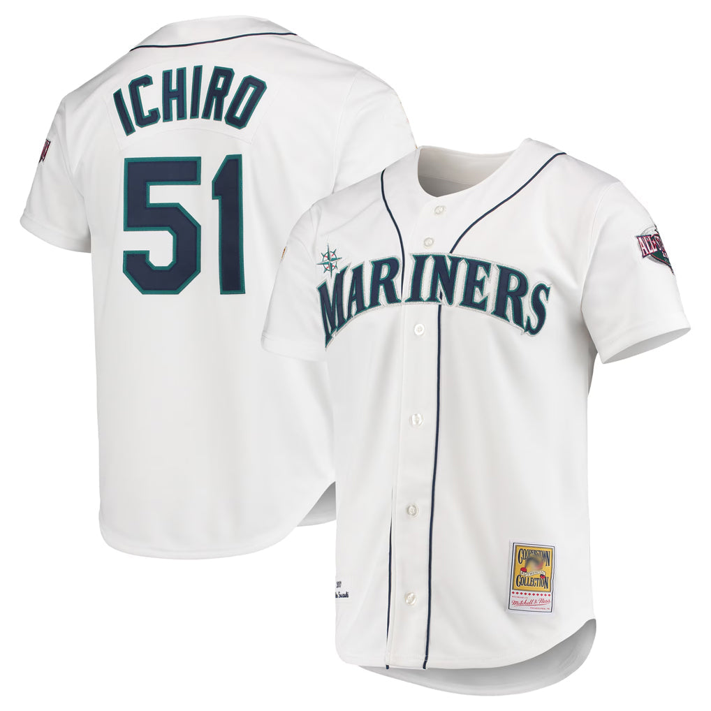 Mdoa S.Mariners #51 Ichiro Suzuki Player White Mitchell & Ness All-Star Game Cooperstown Collection Authentic Limited Stitched Jerseys