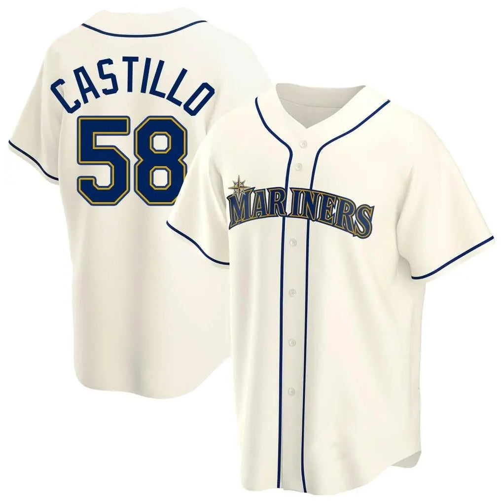 Mdoa S.Mariners #58 Luis Castillo Player Cream Home Game Stitched Jerseys
