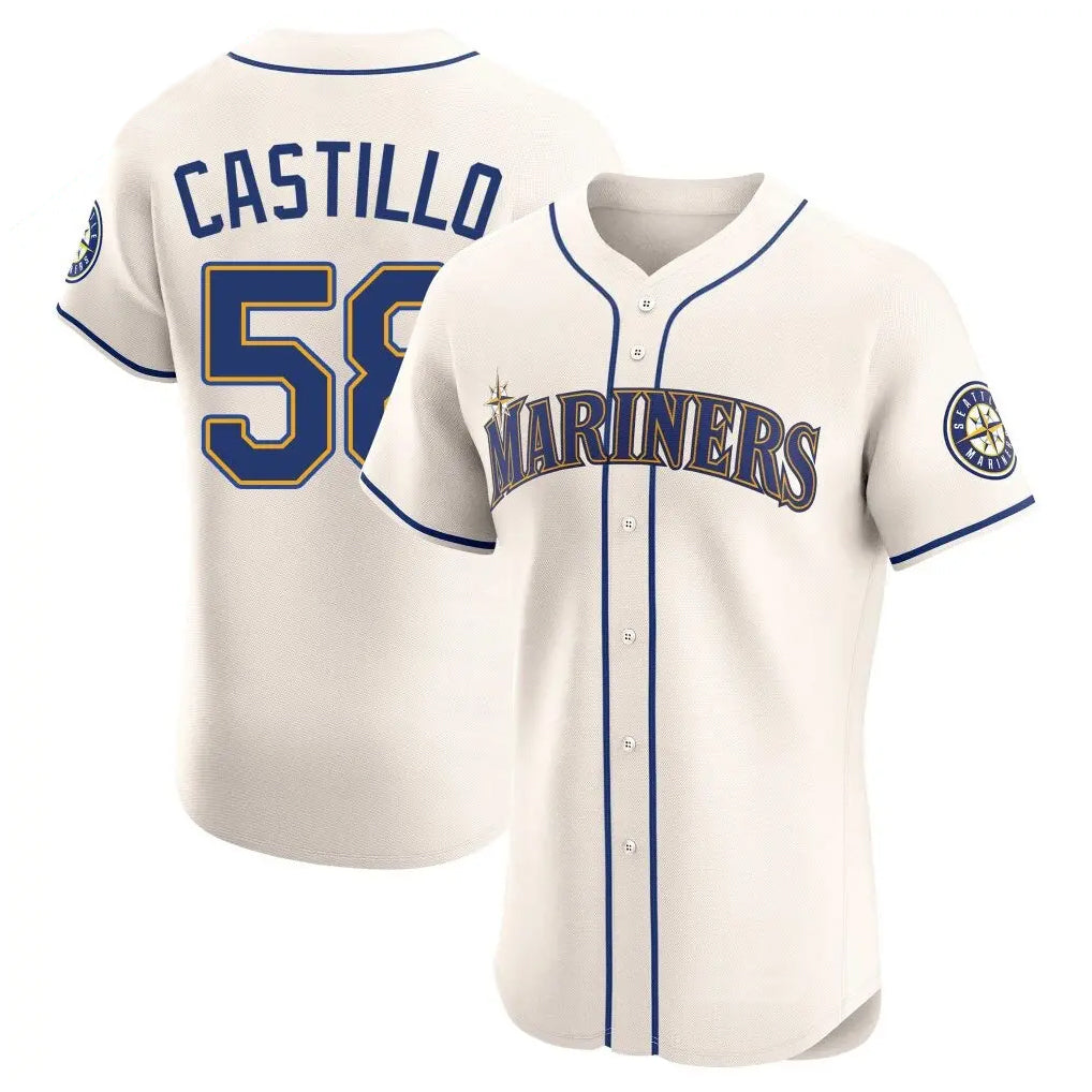 Mdoa S.Mariners #58 Luis Castillo Player Cream Home Limited Elite Stitched Jerseys
