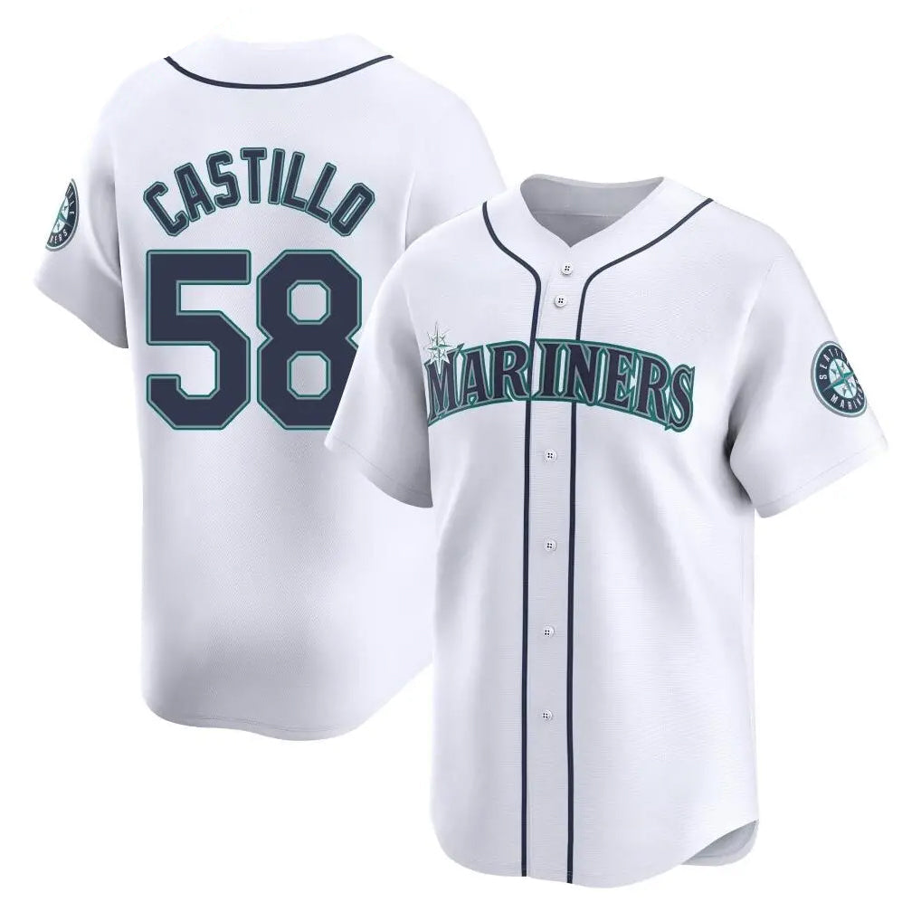 Mdoa S.Mariners #58 Luis Castillo Player White Home Limited Stitched Jerseys