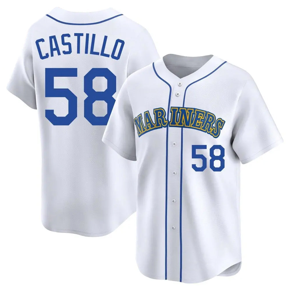 Mdoa S.Mariners #58 Luis Castillo Player White Throwback Cooperstown Collection Limited Game Stitched Jerseys