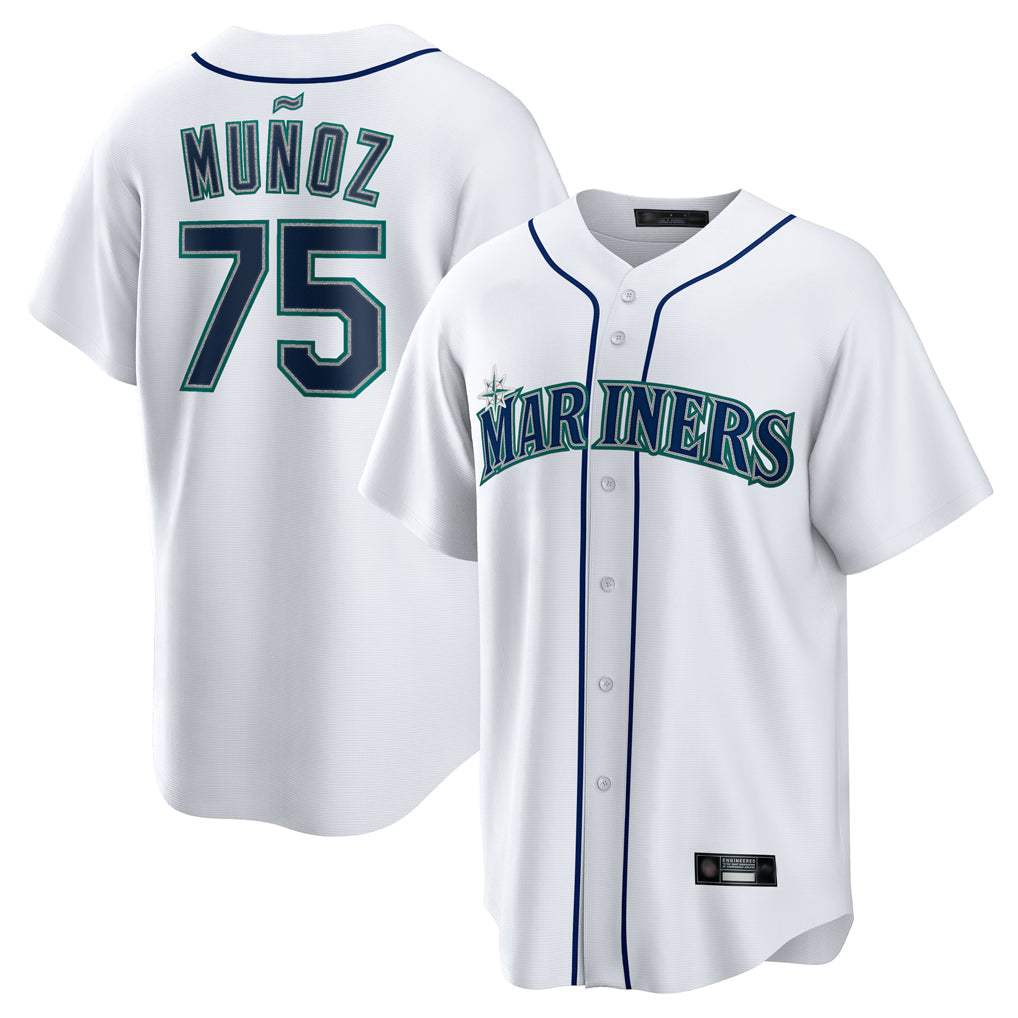 Mdoa S.Mariners #75 Andres Munoz Player White Home Game Stitched Jerseys