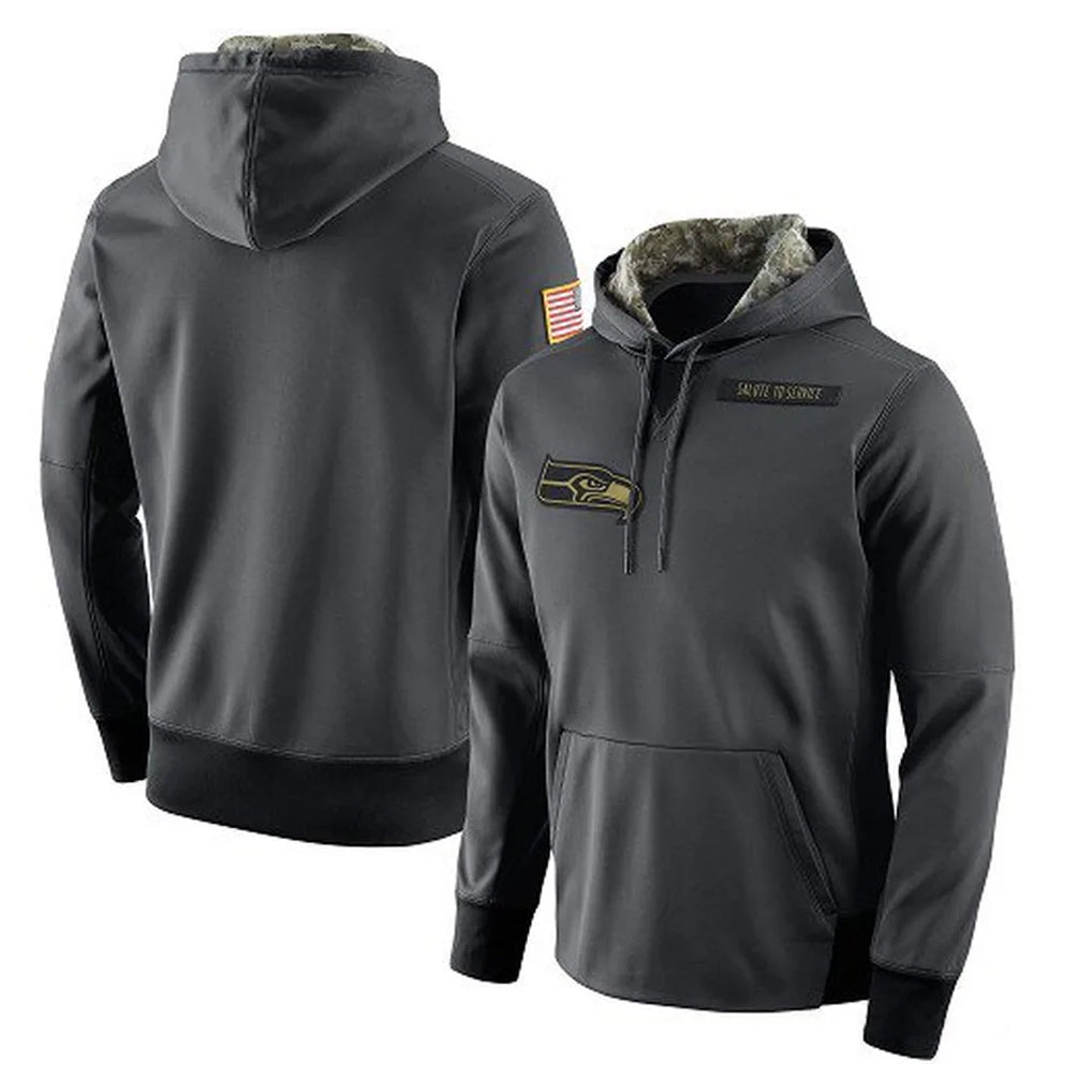 Mdoa S.Seahawks Gray Pullover Hoodies Game Blank Player Stitched Jerseys