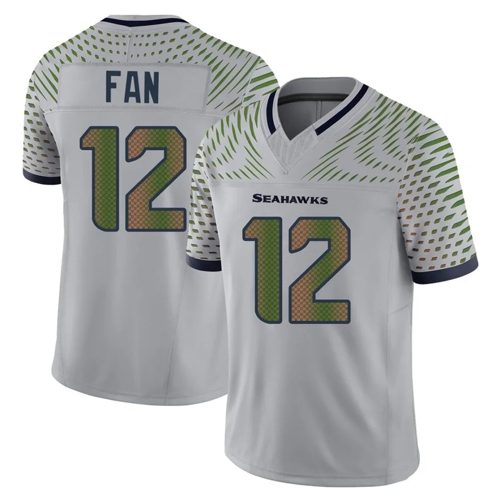 Mdoa S.Seahawks #12 12th Fan Player Grey Limited 2025 Rivalries Collection Home Game Stitched Jerseys