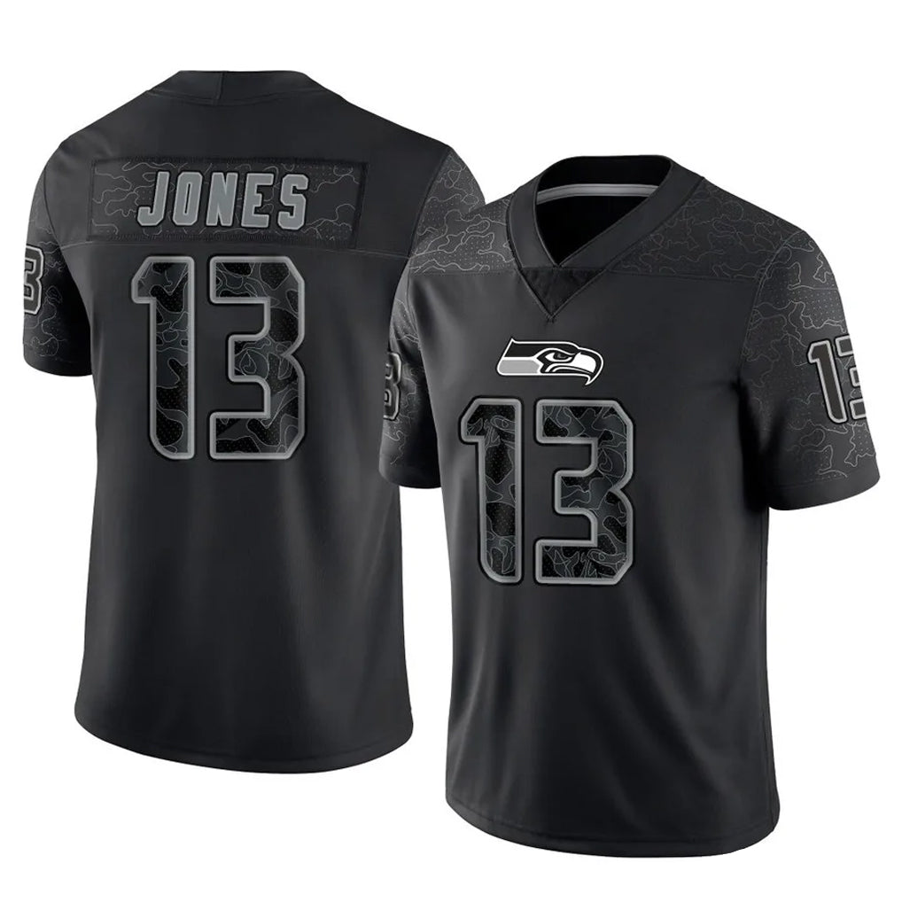 Mdoa S.Seahawks #13 Ernest Jones IV Player Black Limited Reflective Home Game Stitched Jerseys