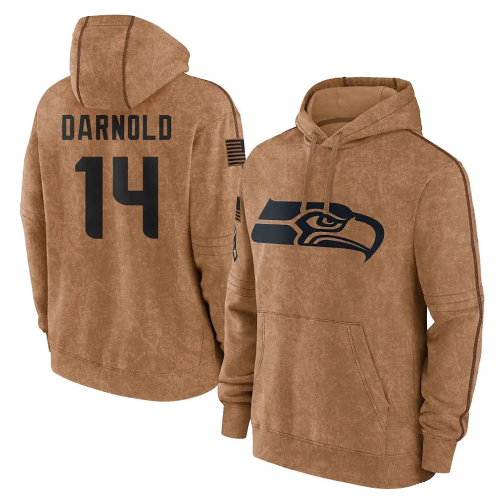 Mdoa S.Seahawks #14 Sam Darnold Player Brown Limited Salute to Service Pullover Hoodies Game Stitched Jerseys