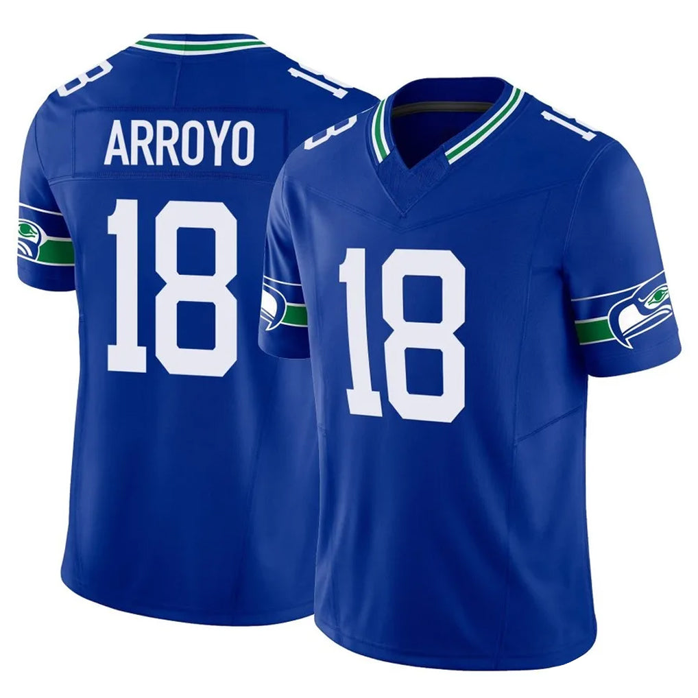 Mdoa S.Seahawks #18 Elijah Arroyo Player Royal Limited Throwback Vapor F.U.S.E. Home Game Stitched Jerseys
