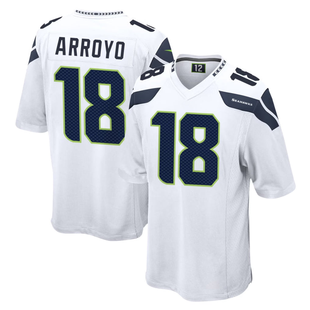 Mdoa S.Seahawks #18 Elijah Arroyo Player White Home Game Stitched Jerseys