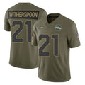 Mdoa S.Seahawks #21 Devon Witherspoon Player Olive 2025 Salute To Service Limited Home Game Stitched Jerseys