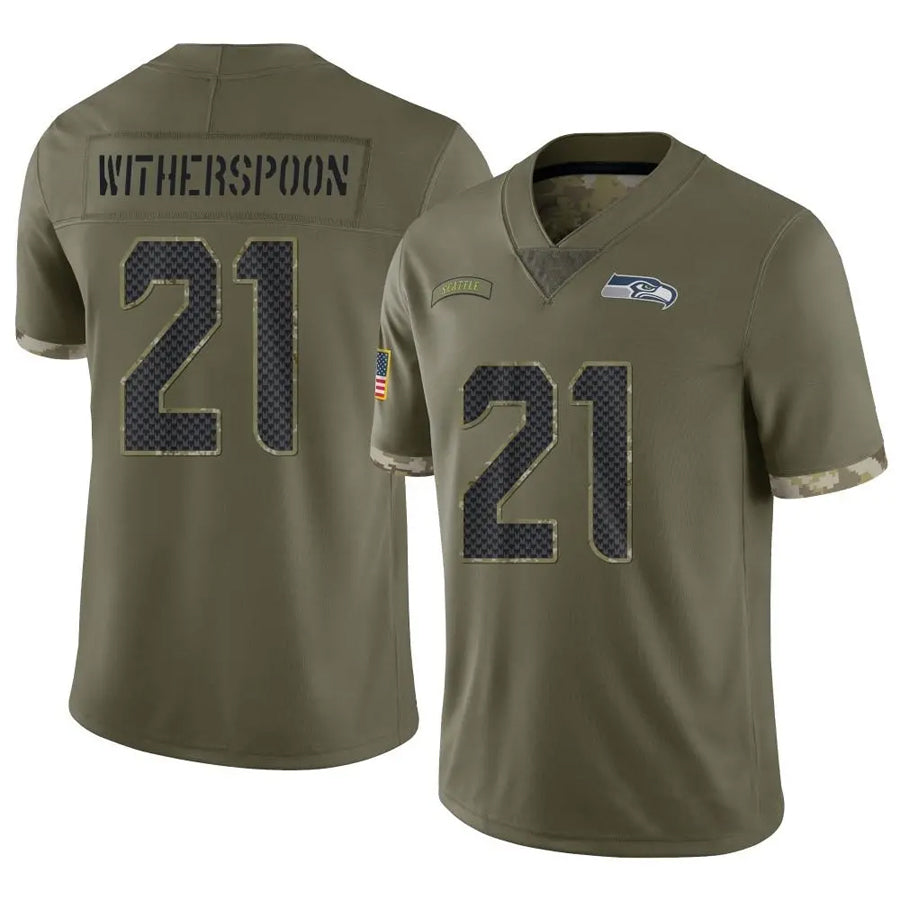 Mdoa S.Seahawks #21 Devon Witherspoon Player Salute to Service Olive Stitched Jerseys