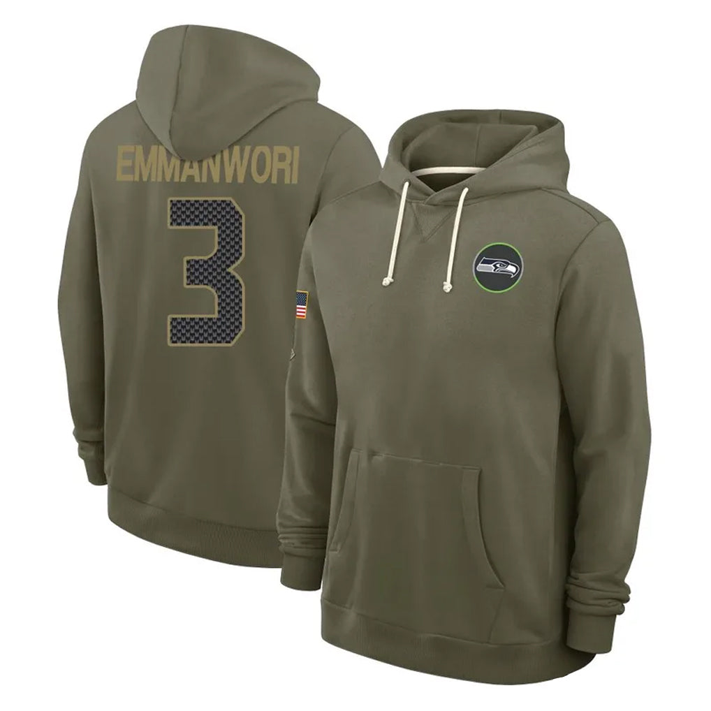Mdoa S.Seahawks #3 Nick Emmanwori Player Olive Salute to Service Pullover Hoodies Limited Stitched Jerseys