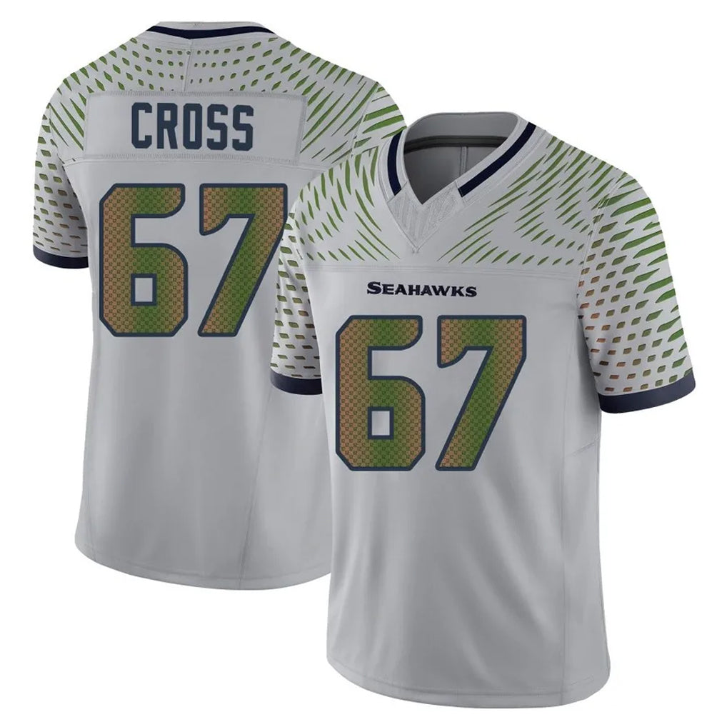 Mdoa S.Seahawks #67 Charles Cross Player Grey Limited 2025 Rivalries Collection Home Game Stitched Jerseys