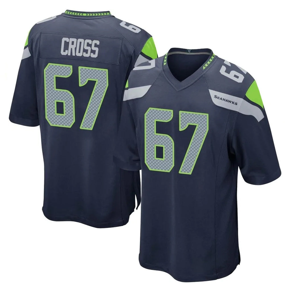 Mdoa S.Seahawks #67 Charles Cross Player Navy Home Game Stitched Jerseys