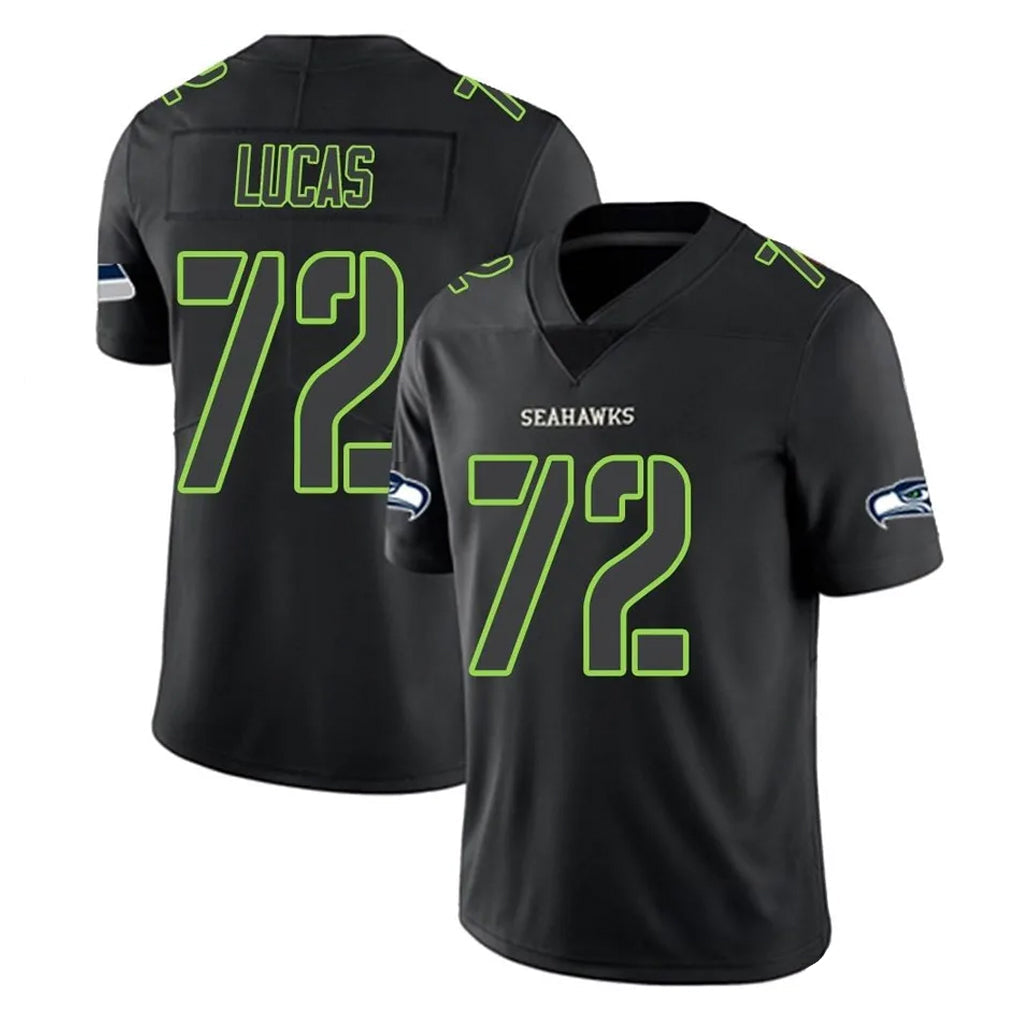 Mdoa S.Seahawks #72 Abraham Lucas Player Black Impact Limited Home Game Stitched Jerseys