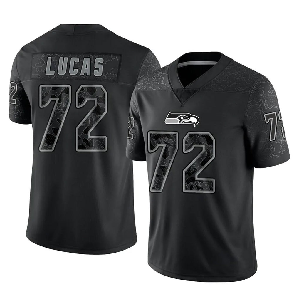 Mdoa S.Seahawks #72 Abraham Lucas Player Black Limited Reflective Home Game Stitched Jerseys