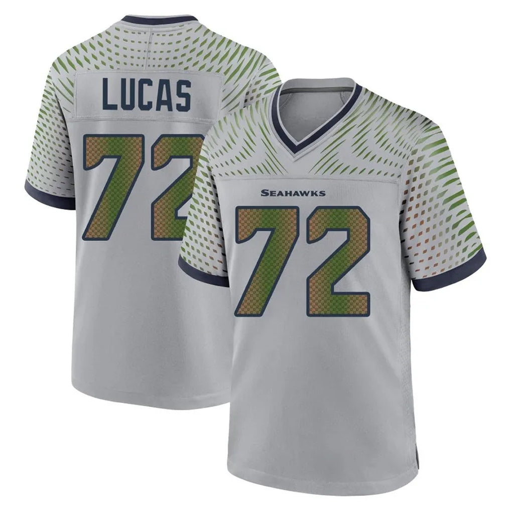 Mdoa S.Seahawks #72 Abraham Lucas Player Grey 2025 Rivalries Collection Home Game Stitched Jerseys