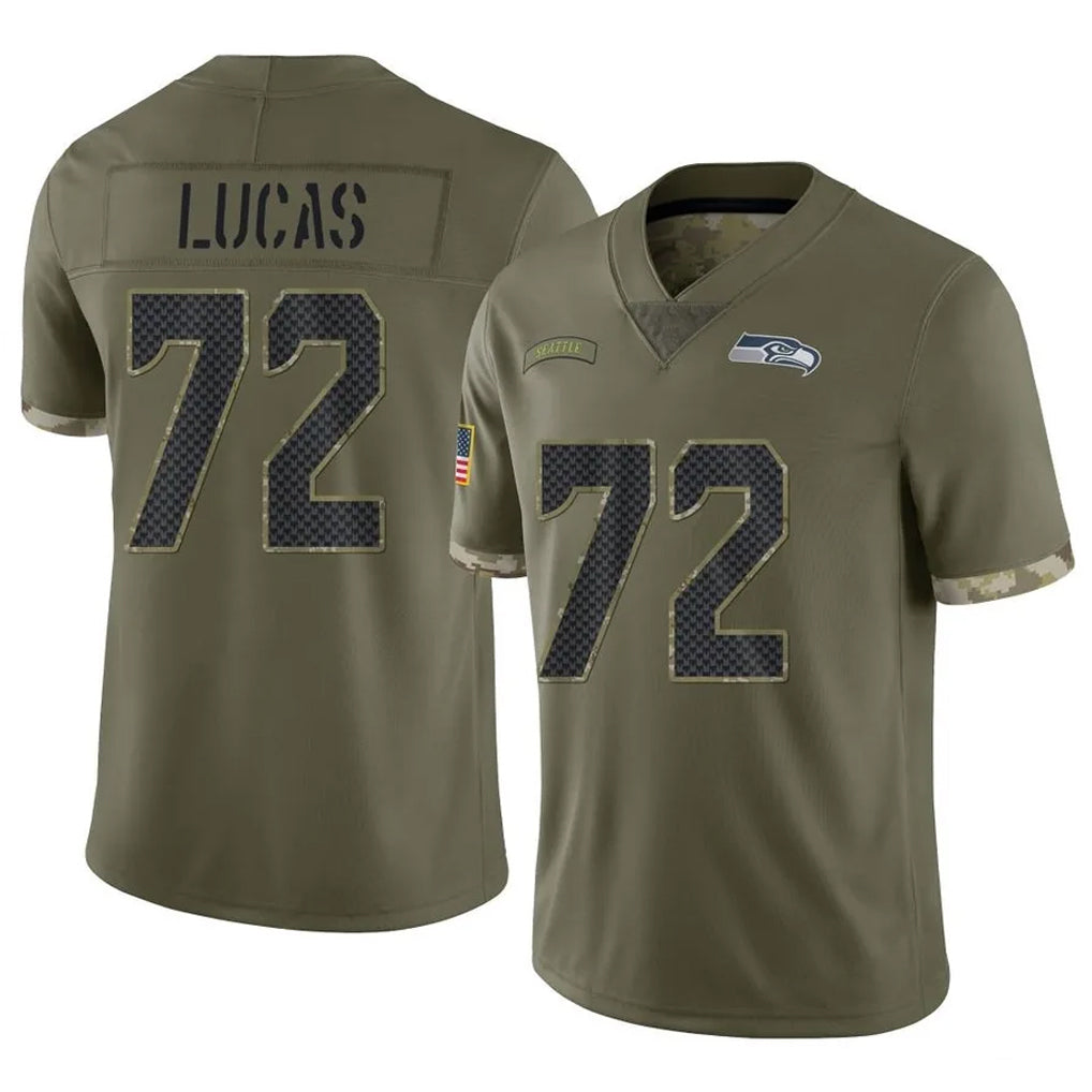 Mdoa S.Seahawks #72 Abraham Lucas Player Olive Limited Salute To Service Home Game Stitched Jerseys