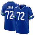 Mdoa S.Seahawks #72 Abraham Lucas Player Royal Throwback Home Game Stitched Jerseys