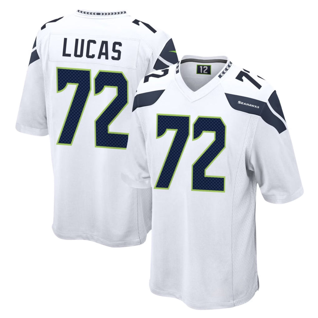 Mdoa S.Seahawks #72 Abraham Lucas Player White Home Game Stitched Jerseys