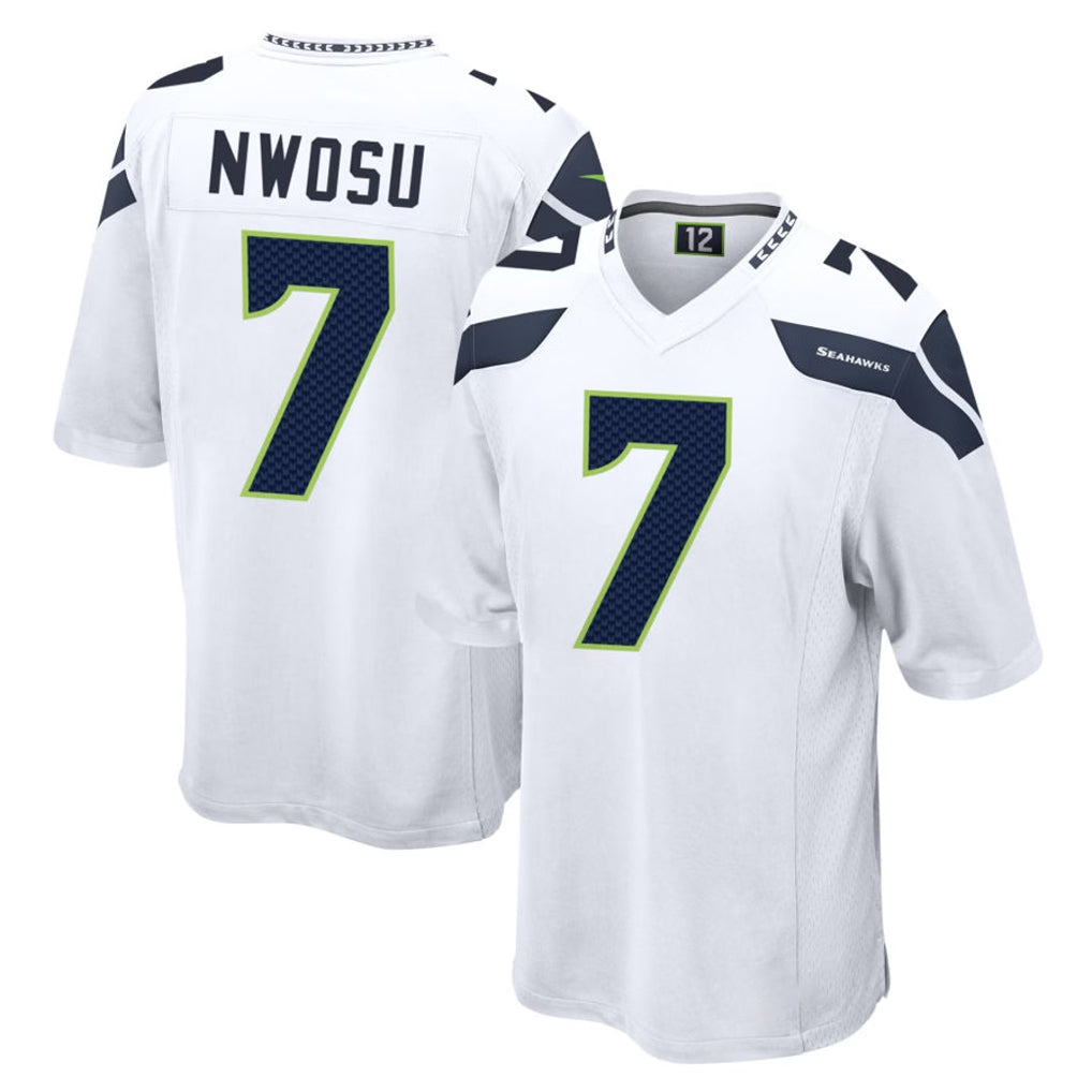 Mdoa S.Seahawks #7 Uchenna Nwosu Player White Home Game Stitched Jerseys