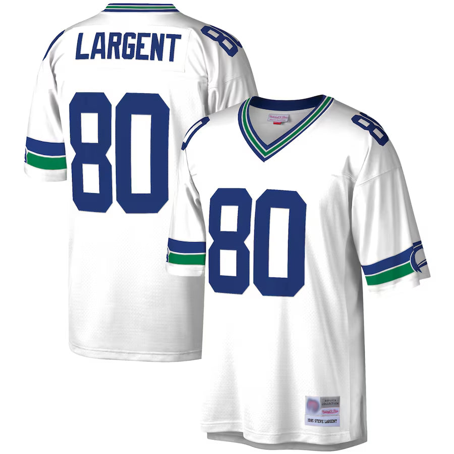 Mdoa S.Seahawks #80 Steve Largent Player Mitchell & Ness White Legacy Replica Stitched Jerseys