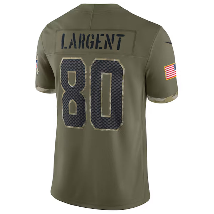 Mdoa S.Seahawks #80 Steve Largent Player Salute to Service Olive Stitched Jerseys