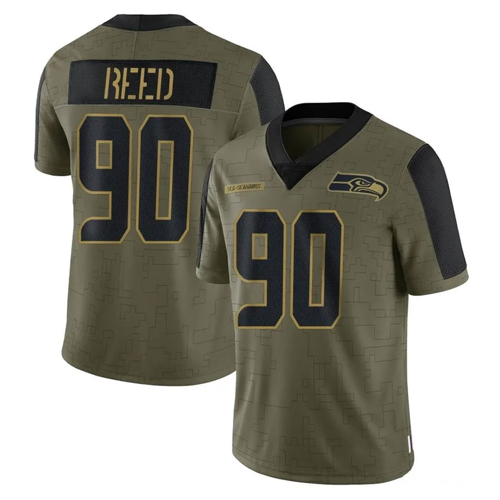 Mdoa S.Seahawks #90 Jarran Reed Player Olive Salute To Service Limited Game Stitched Jerseys