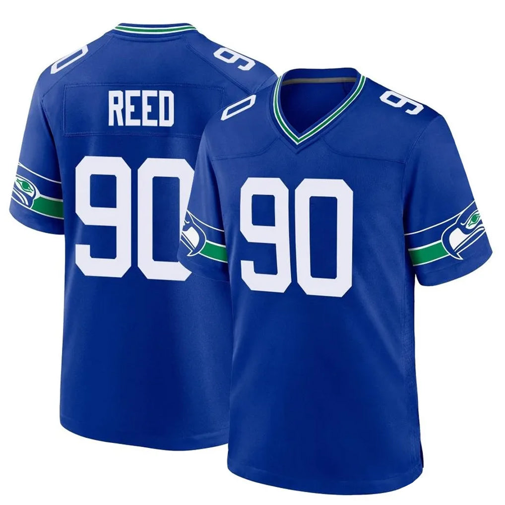 Mdoa S.Seahawks #90 Jarran Reed Player Royal Throwback Home Game Stitched Jerseys