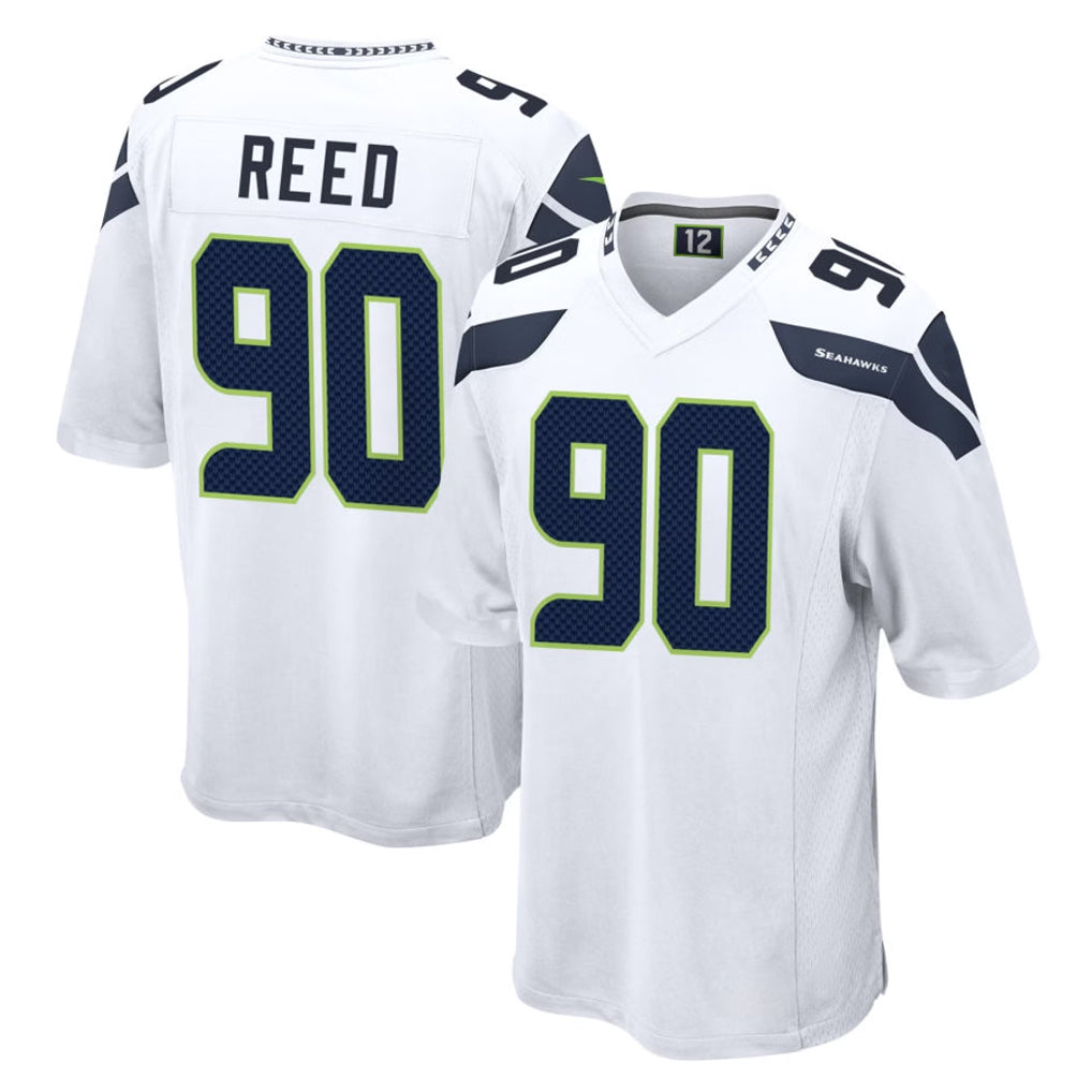 Mdoa S.Seahawks #90 Jarran Reed Player White Home Game Stitched Jerseys
