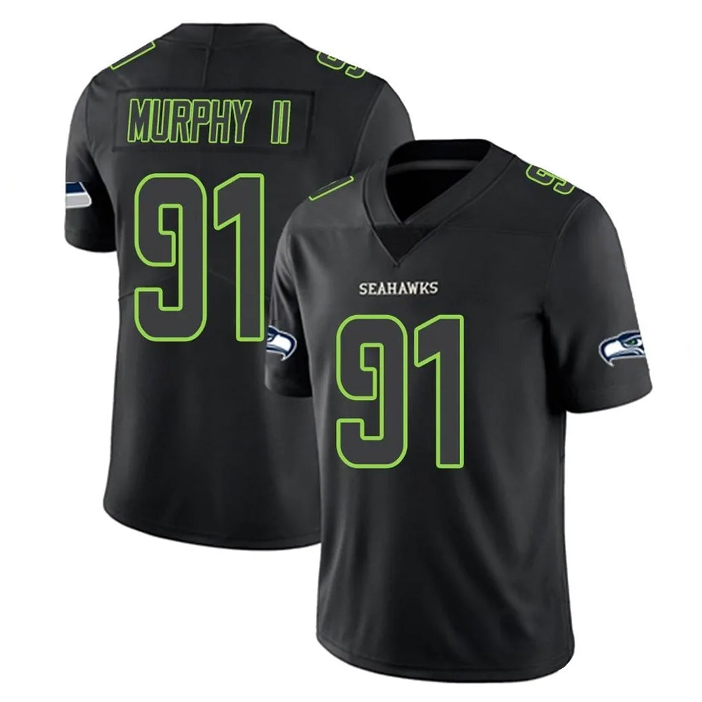 Mdoa S.Seahawks #91 Byron Murphy II Player Black Impact Limited Home Game Stitched Jerseys