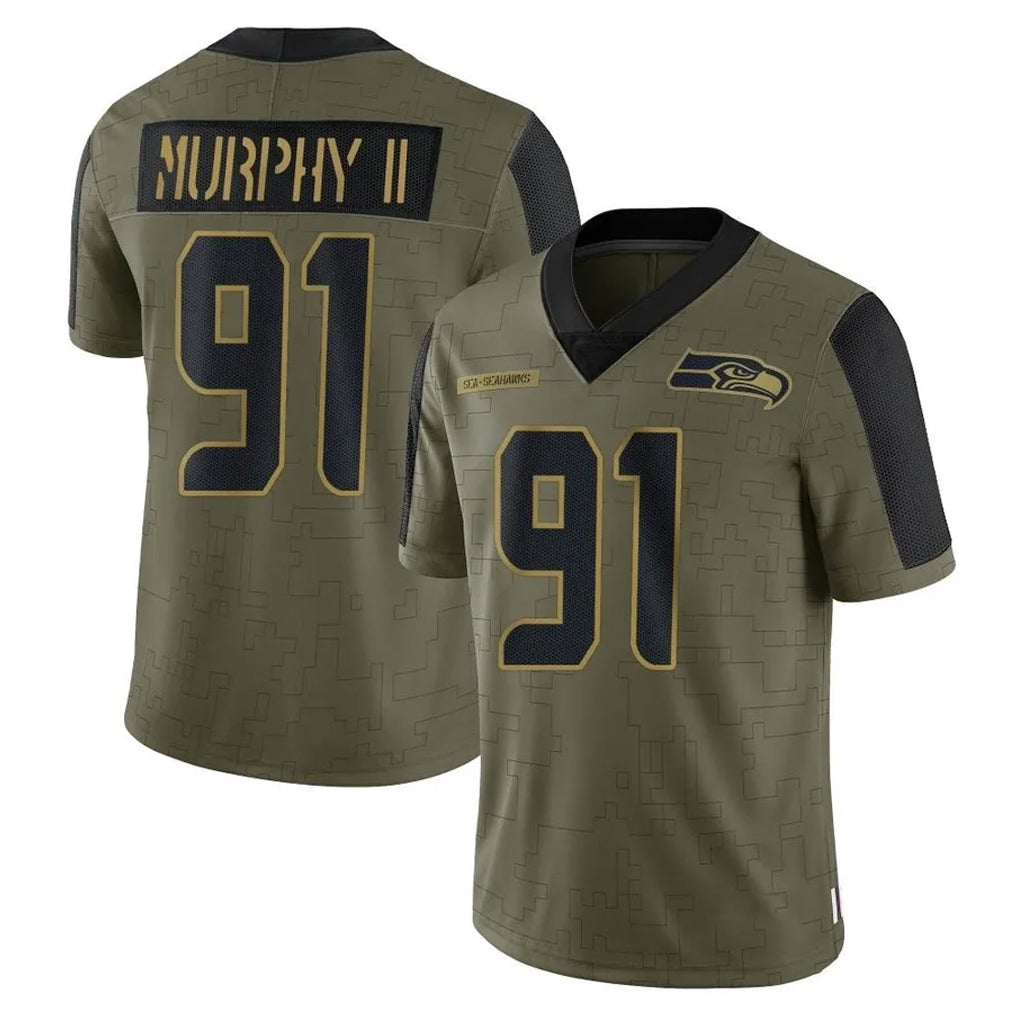 Mdoa S.Seahawks #91 Byron Murphy II Player Olive Salute To Service Limited Game Stitched Jerseys