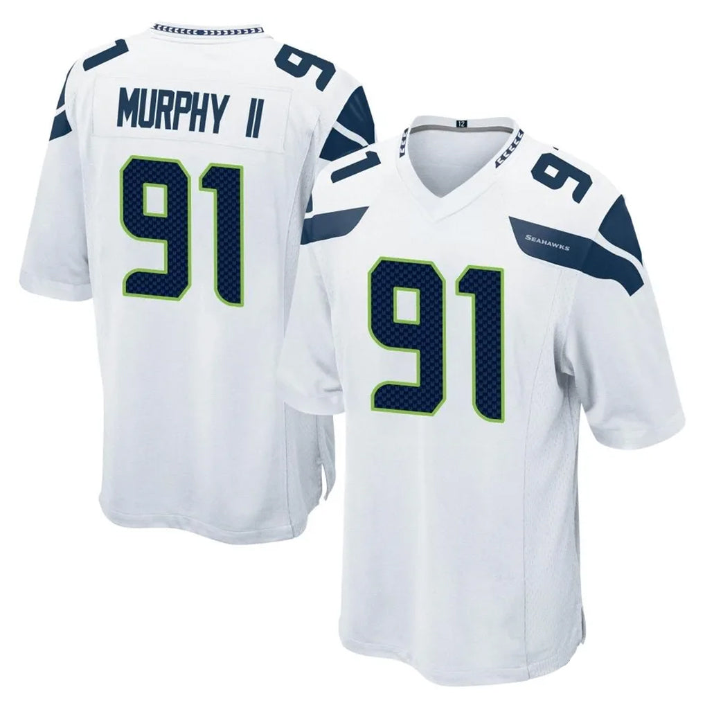 Mdoa S.Seahawks #91 Byron Murphy II Player White Home Game Stitched Jerseys