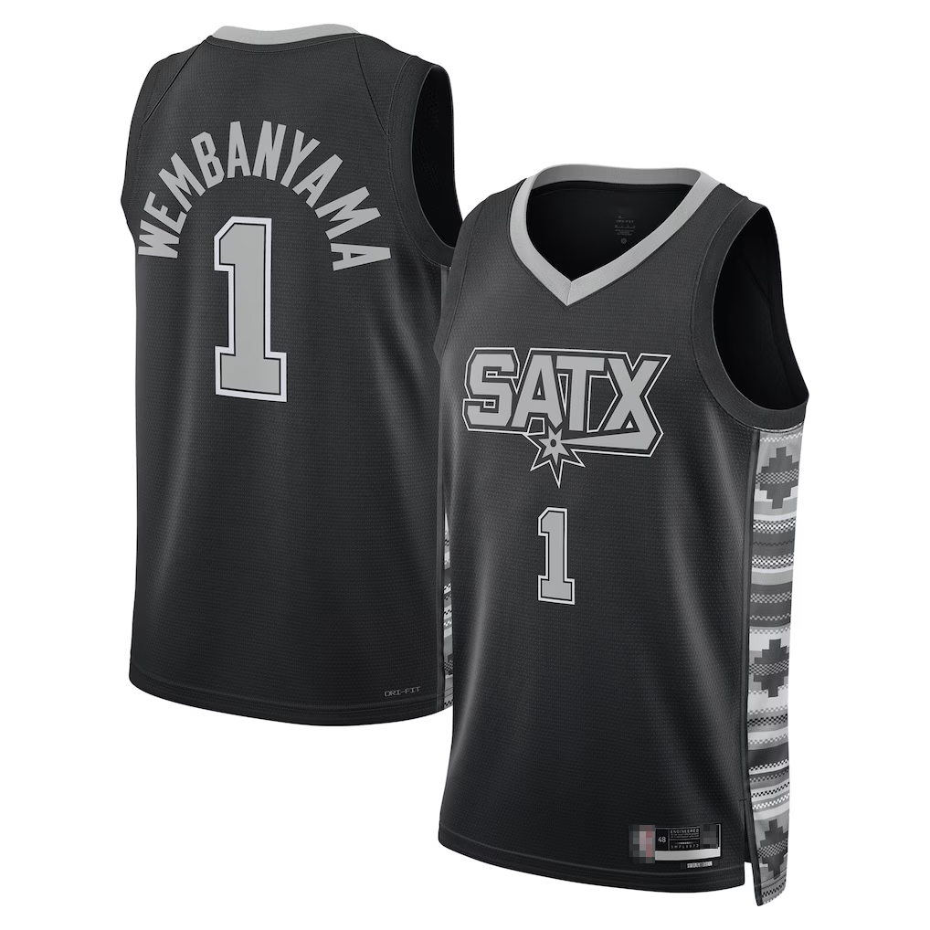 Mdoa SA.Spurs #1 Victor Wembanyama Black Swingman Jerseys - Statement Edition